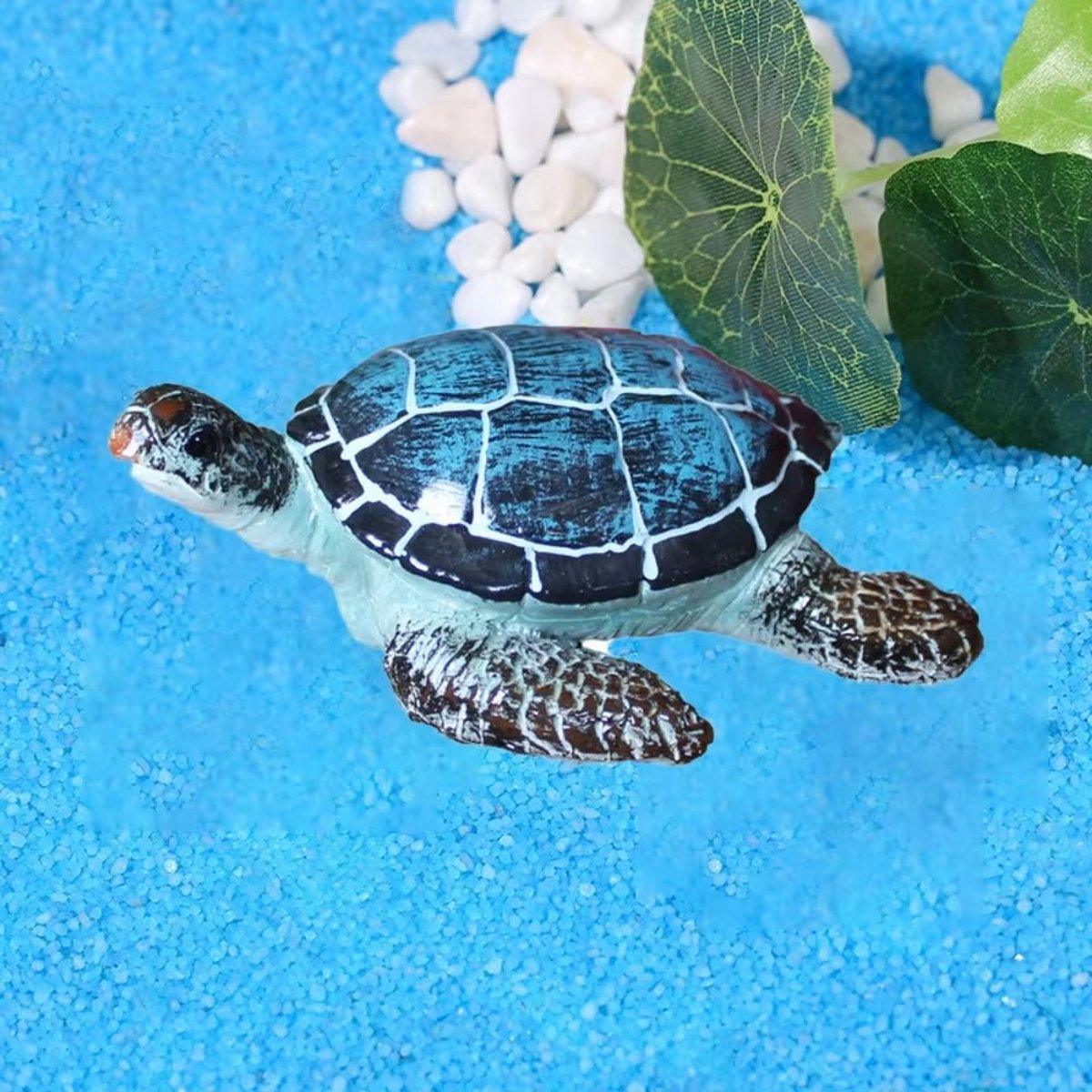 Premium Blue Resin Sea Turtle Aquarium Ornament