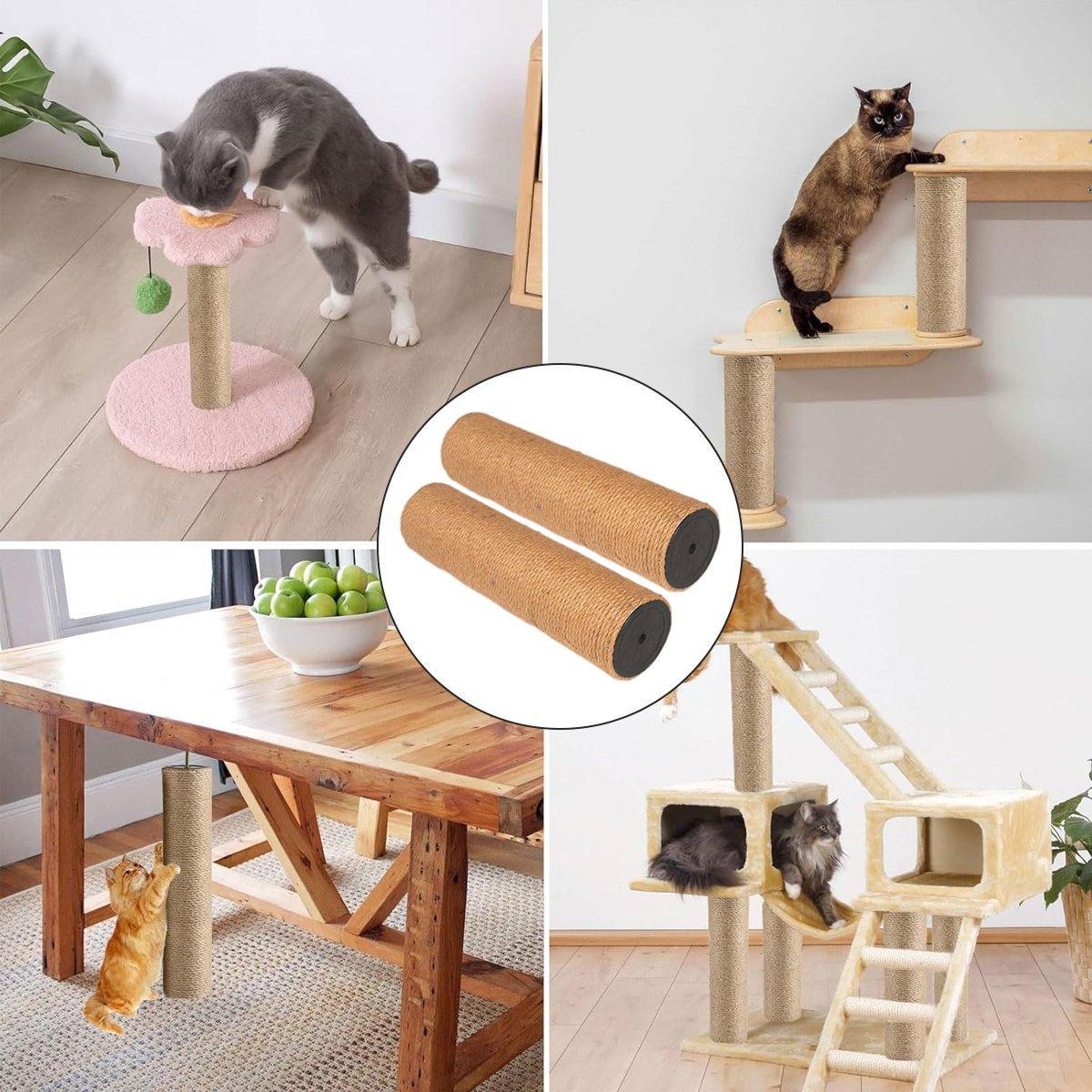 Premium Sisal Cat Scratching Post Replacement Poles - 20cm 2pcs