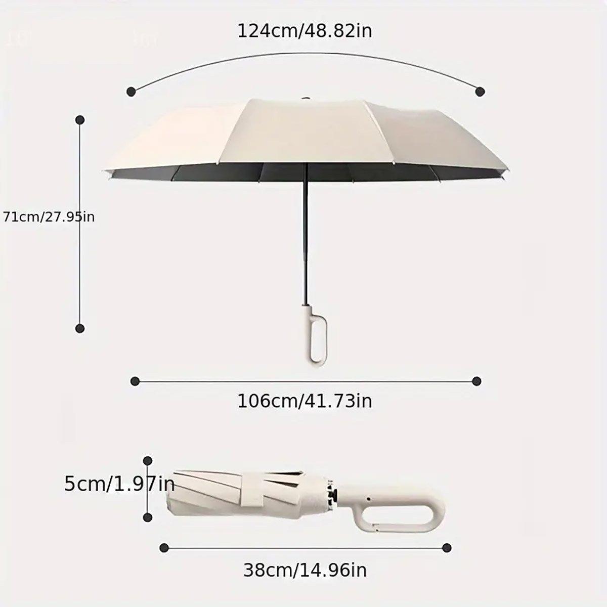 Automatic Folding UV Protection Umbrella - 124 cm, Windproof, Waterproof, Blue - SuperSaverAU - view 2
