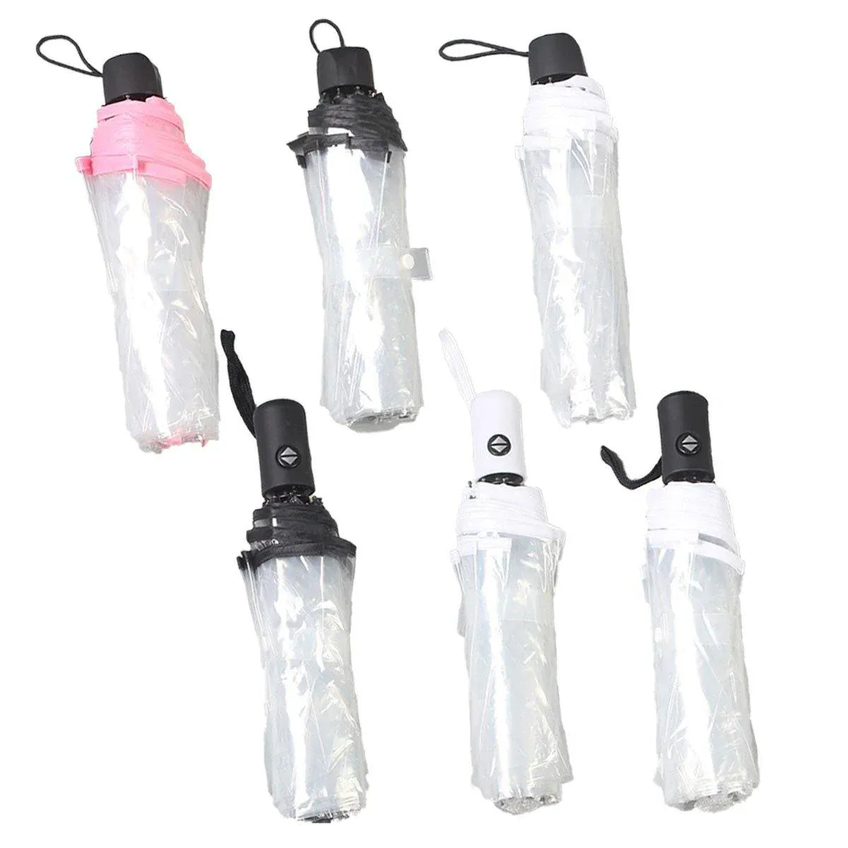 Premium Manual Transparent Folding Umbrella – Pink
