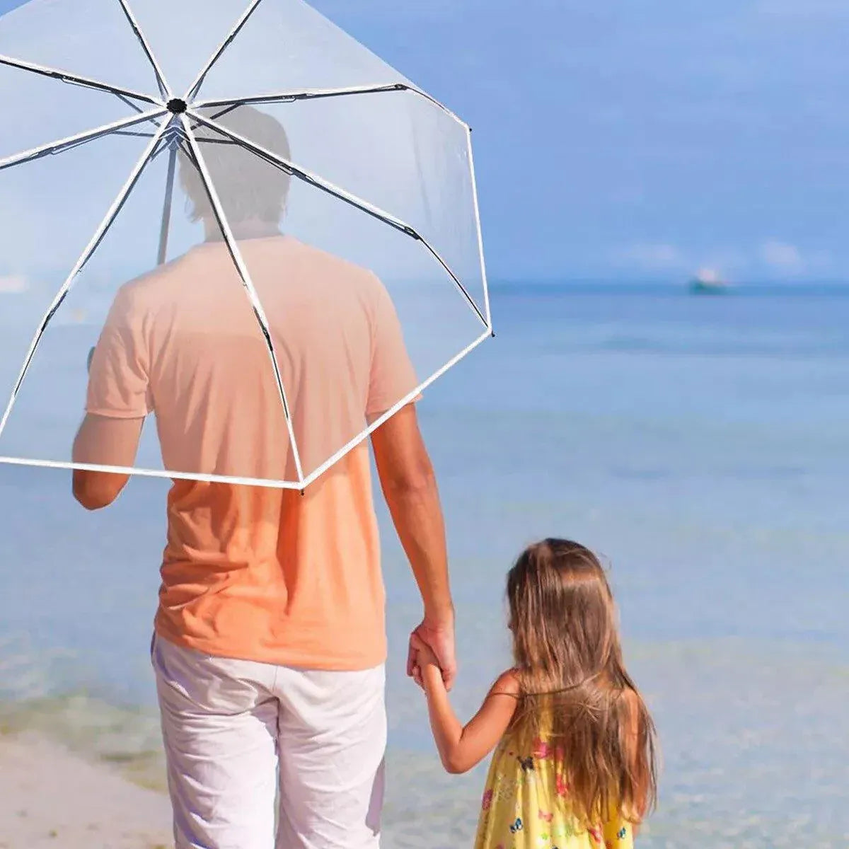Premium Automatic Transparent Folding Umbrella – Black