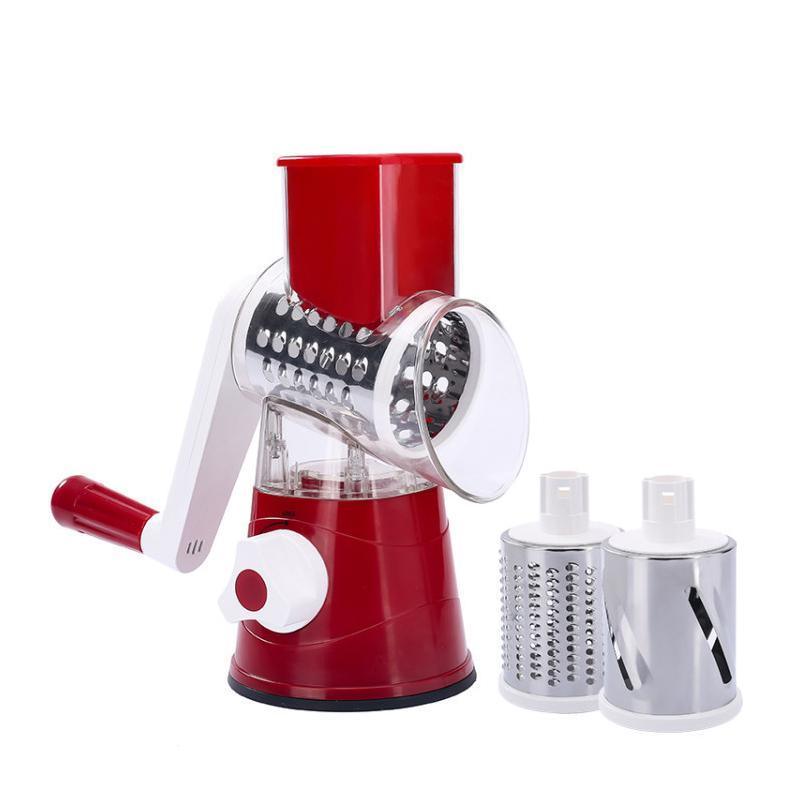 Premium Manual Rotary Vegetable Grater – Blue with 3 Drum Blades