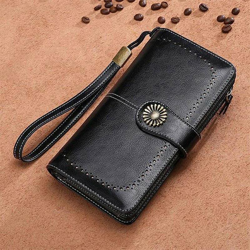 Premium Black Women's PU Leather Wallet Organiser Purse