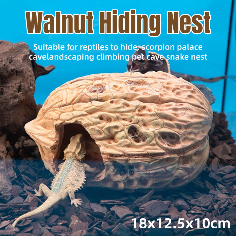 Walnut-Inspired Climbing Shelter for Reptiles & Small Pets, 18 x 12.5 x 10 cm - SuperSaverAU - view 1