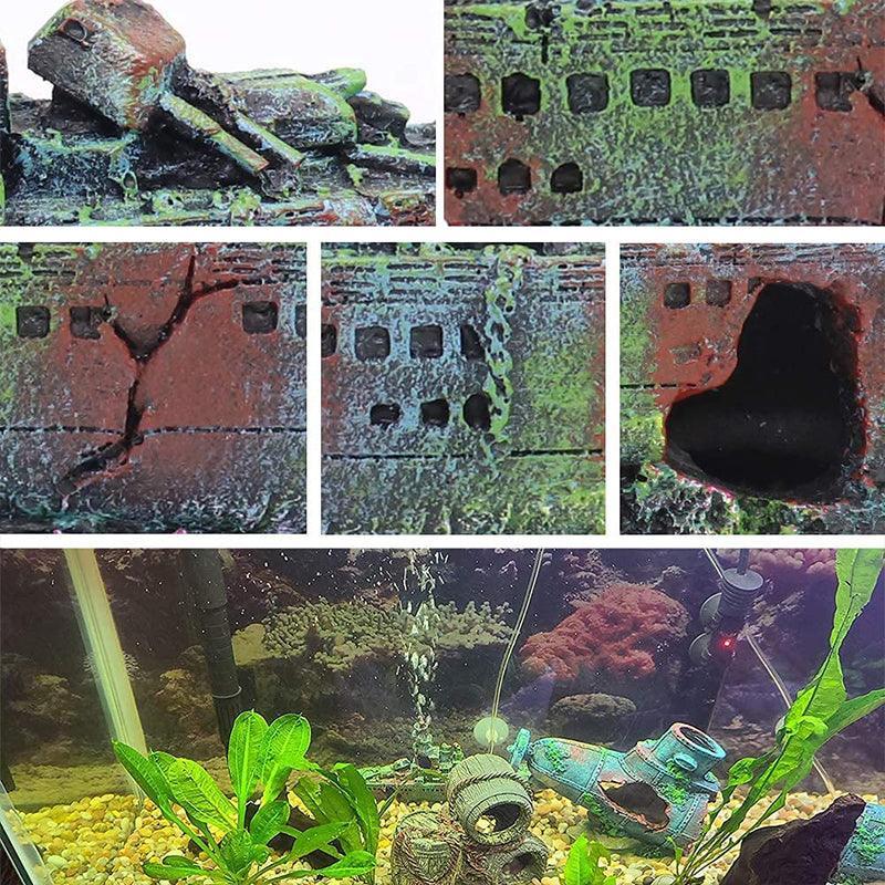 Premium Aquarium Shipwreck Resin Fish Tank Ornament - 23cm