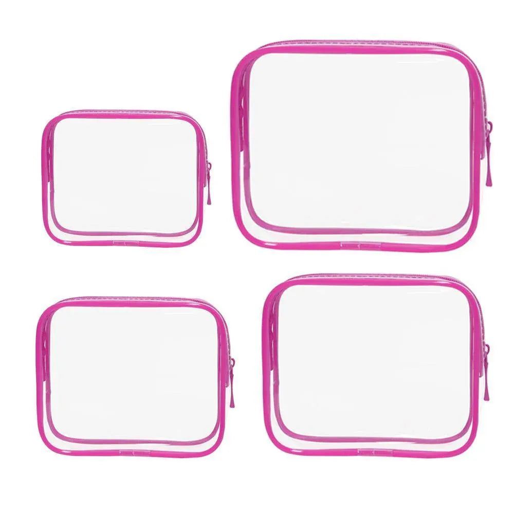 4 Pack Barbie Pink PVC Cosmetic Bag Set Travel Toiletry Makeup Organisers S M L XL