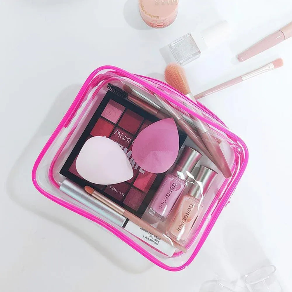 4 Pack Green PVC Cosmetic Bag Set Travel Toiletry Makeup Organisers S M L XL