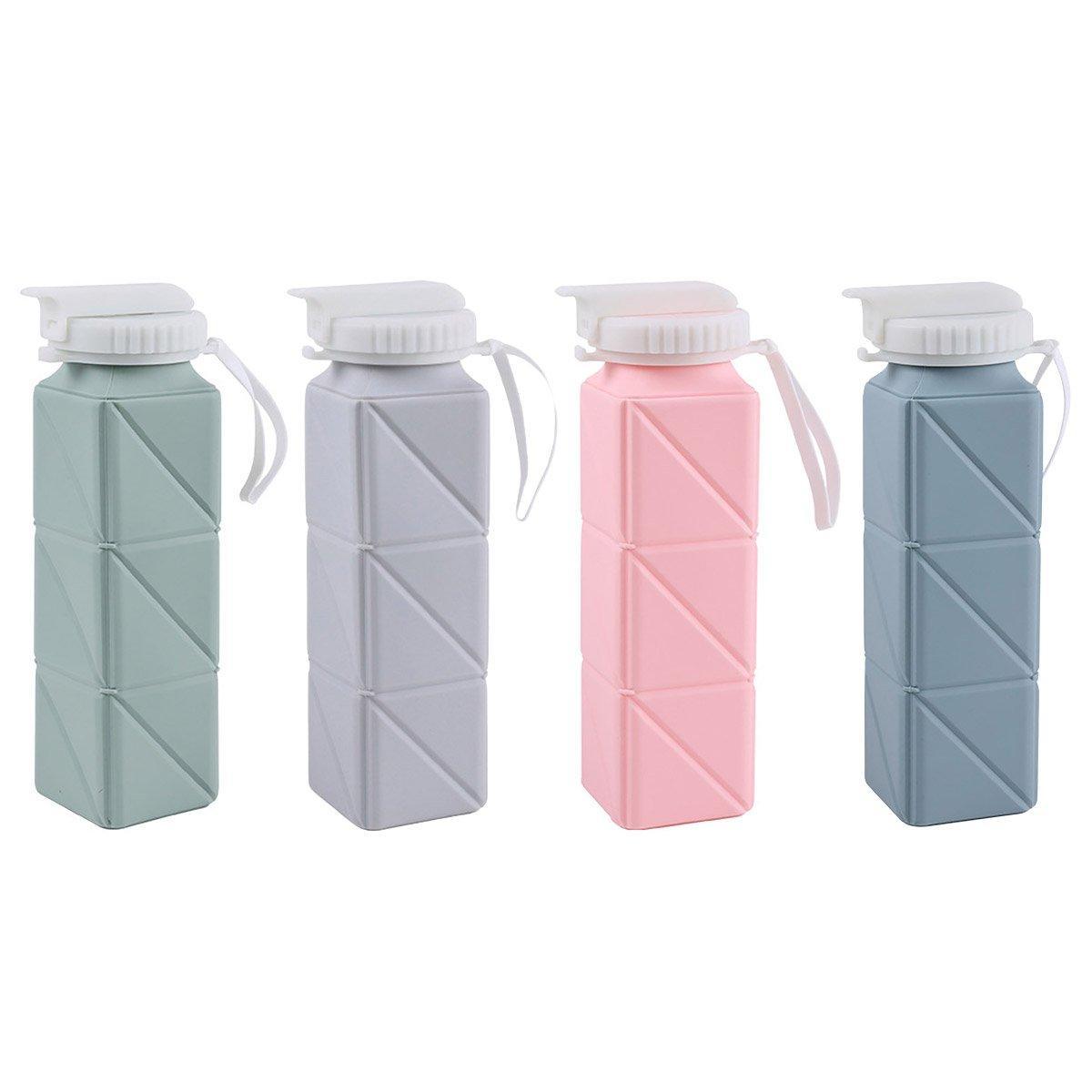 Premium Blue 620ml Silicone Folding Water Bottle Leakproof Sports Kettle