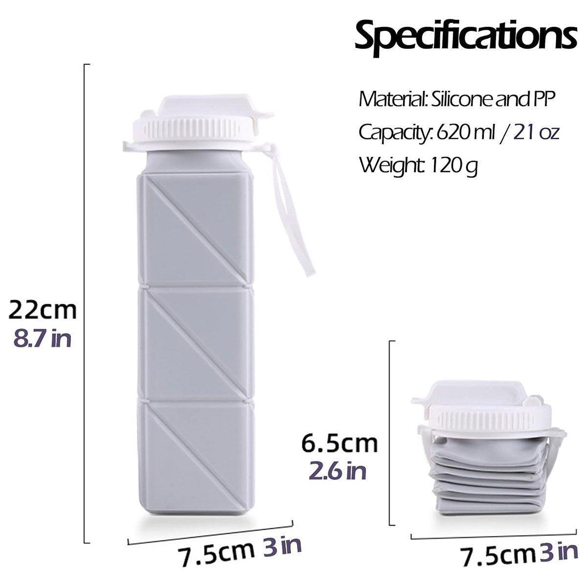 Premium Green 620ml Silicone Folding Water Bottle Leakproof Sports Kettle