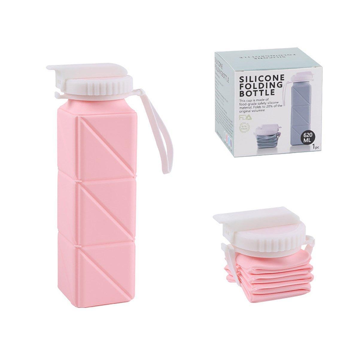 Premium Grey 620ml Silicone Folding Water Bottle Leakproof Sports Kettle