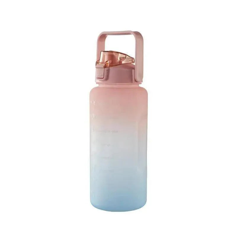 Premium Pink 2L Gradient Motivational Water Bottle with Straw Time Markings