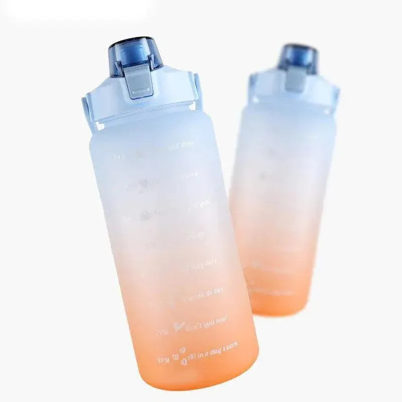 Premium Pink 2L Gradient Motivational Water Bottle with Straw Time Markings