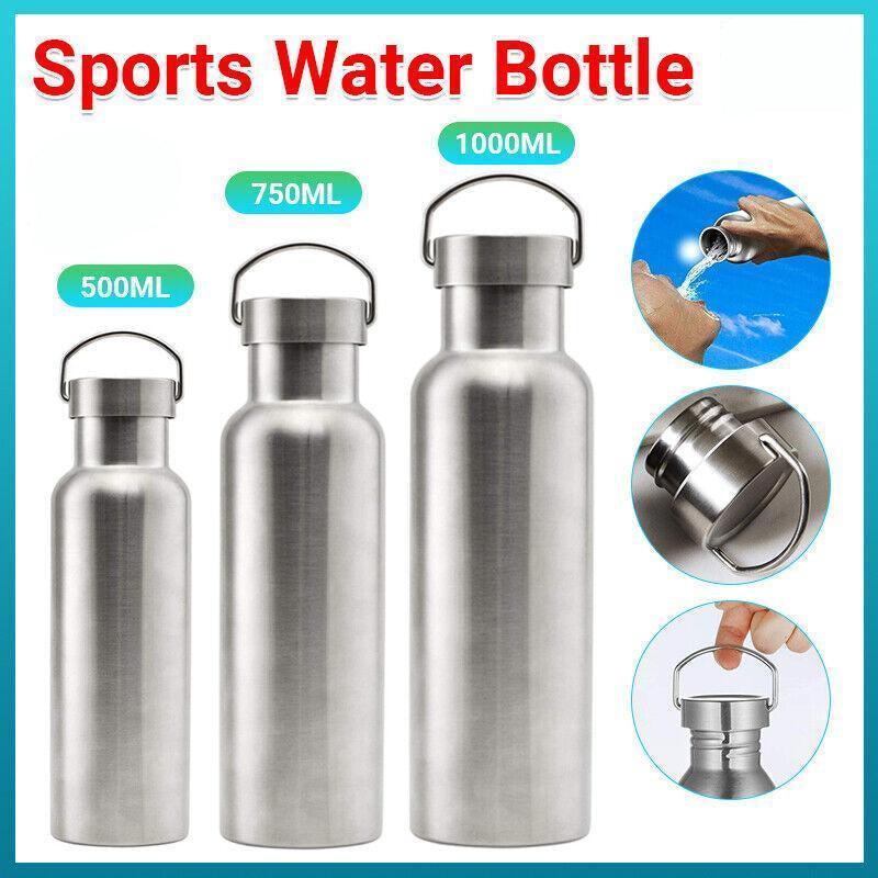 Premium 500ml Stainless Steel Sports Water Bottle Silver Flask
