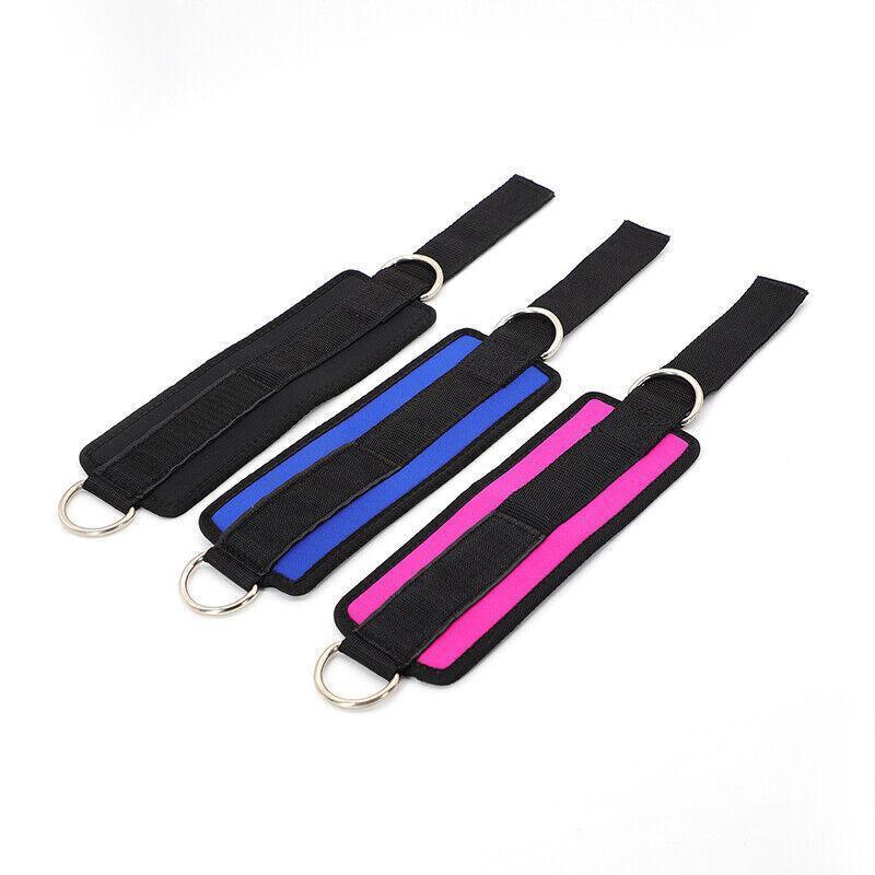 Premium Blue Ankle D-Ring Cable Straps Pair for Weight Lifting and Glute Workouts