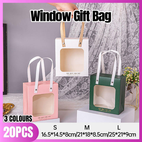 20pcs Translucent Gift Bags Packaging Tote Birthday Party Favors Candy Bags - Green-M Size - SuperSaverAU - view 1