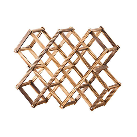 Premium Foldable Wooden Wine Rack 10 Bottle Pine Display Stand