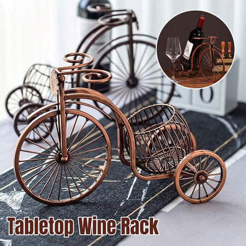 Premium Vintage Tricycle Wine Rack Antique Bronze 4 Bottle Decorative Holder