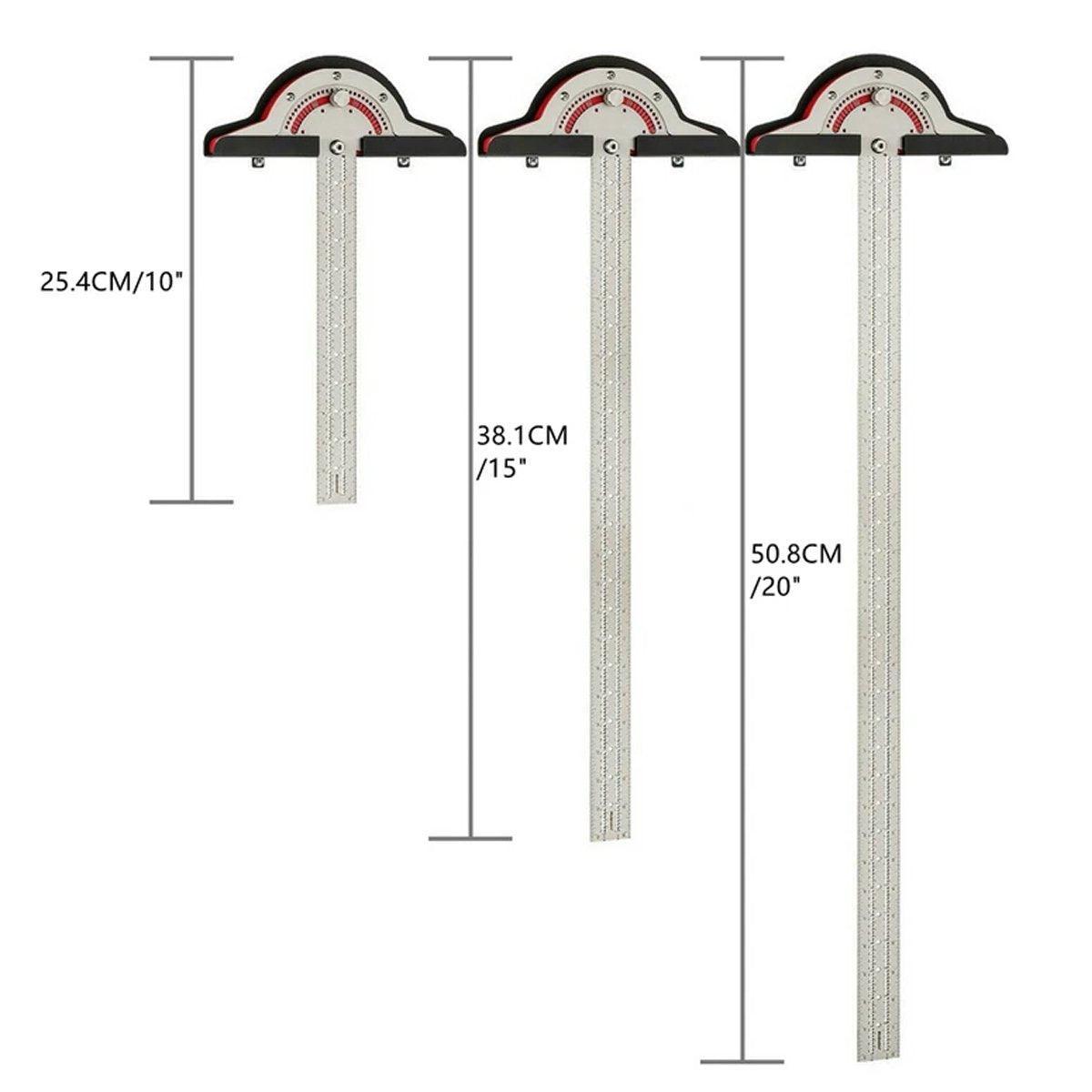 Premium Stainless Steel Woodworking Edge Ruler Protractor - 20 Inch