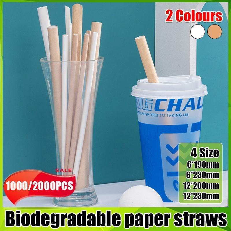 1000-2000pcs Colourful Paper Drinking Straws FOIL Metallic Party - Kraft-6*190mm 2000PCS - SuperSaverAU - view 1