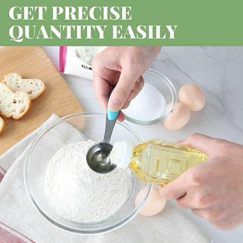 10 Piece Stainless Steel Measuring Cups and Spoons Set with Non-Slip Silicone Handles - SuperSaverAU - view 3