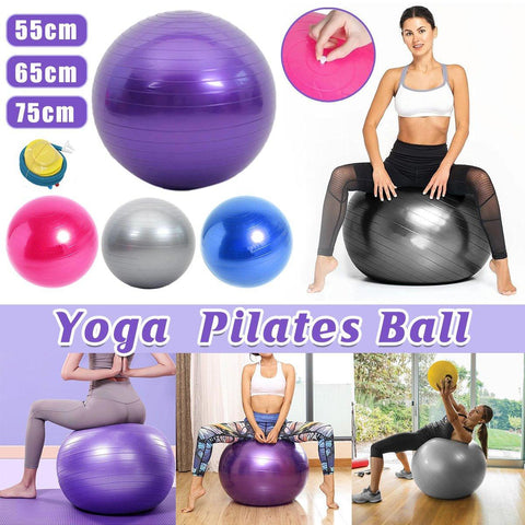 Premium Anti-Burst PVC Yoga Ball with Foot Pump & Non-Slip Surface - Blue 65cm