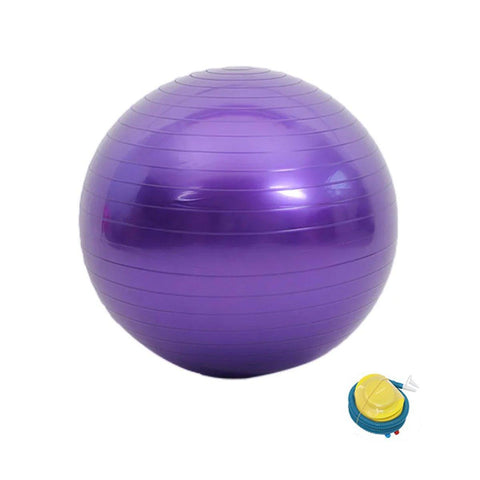 Premium Anti-Burst PVC Yoga Ball with Foot Pump & Non-Slip Surface - Purple 65cm