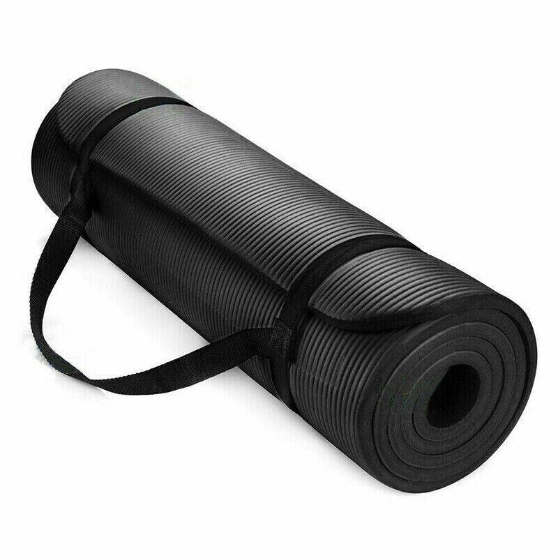 NBR Yoga Mat 183*61cm 15mm Thick Non-Slip Exercise Fitness Pad - Black - SuperSaverAU - view 8
