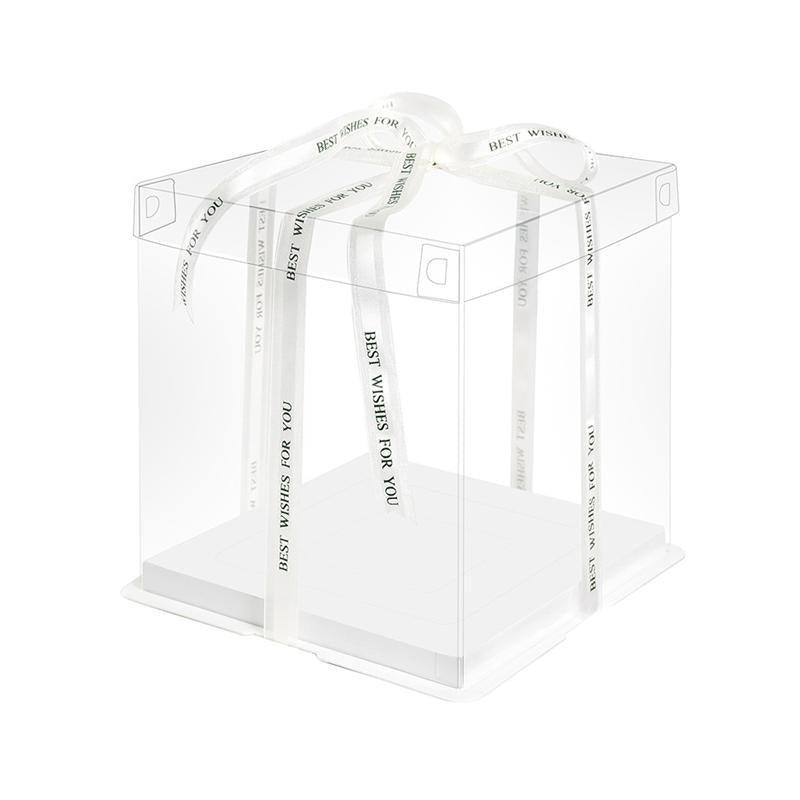 20 PCS Clear Treat Box Box Portable Cake Display Transparent Birthday Cake - 6 INCH(without ribbon)-Double - SuperSaverAU - view 6