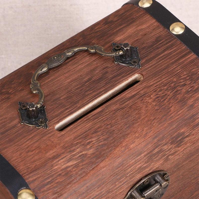 Premium Wooden Treasure Chest Piggy Bank – with Lock & Key