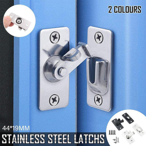 Premium 90 Degree Stainless Steel Sliding Door Lock – Silver 2 Pack