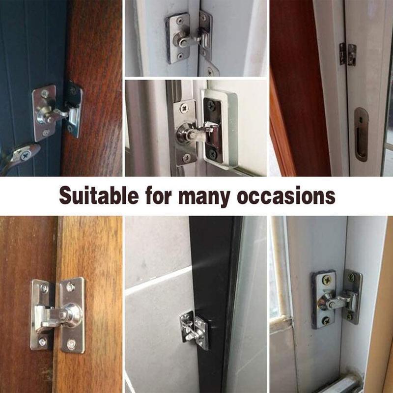 Premium 90 Degree Stainless Steel Sliding Door Lock – Silver 2 Pack