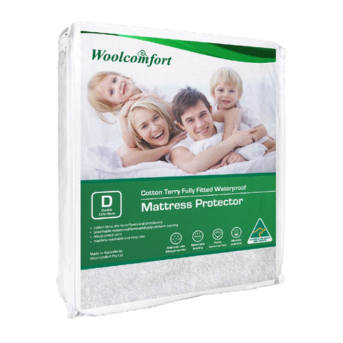 Woolcomfort Waterproof Mattress Protector Double Size - 100% Waterproof, Dust Mite Barrier - SuperSaverAU - view 1