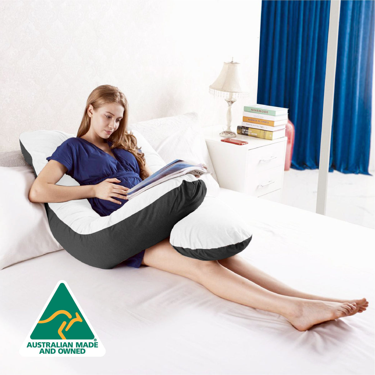 Woolcomfort Maternity Pillow 140x80cm - Bamboo Cover, Nursing Support, Machine Washable