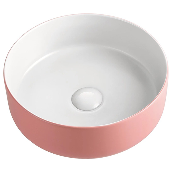 Matte Pink Round Porcelain Sink - 360 mm Counter Basin - SuperSaverAU - view 2