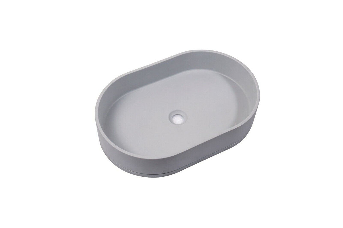 Matte Light Gray Oval Concrete Wash Basin - 580mm - SuperSaverAU - view 1