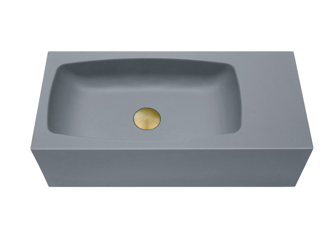 Dark Grey Curved Wall Hung Concrete Basin 650mm - Elegant Mito Style - SuperSaverAU - view 1