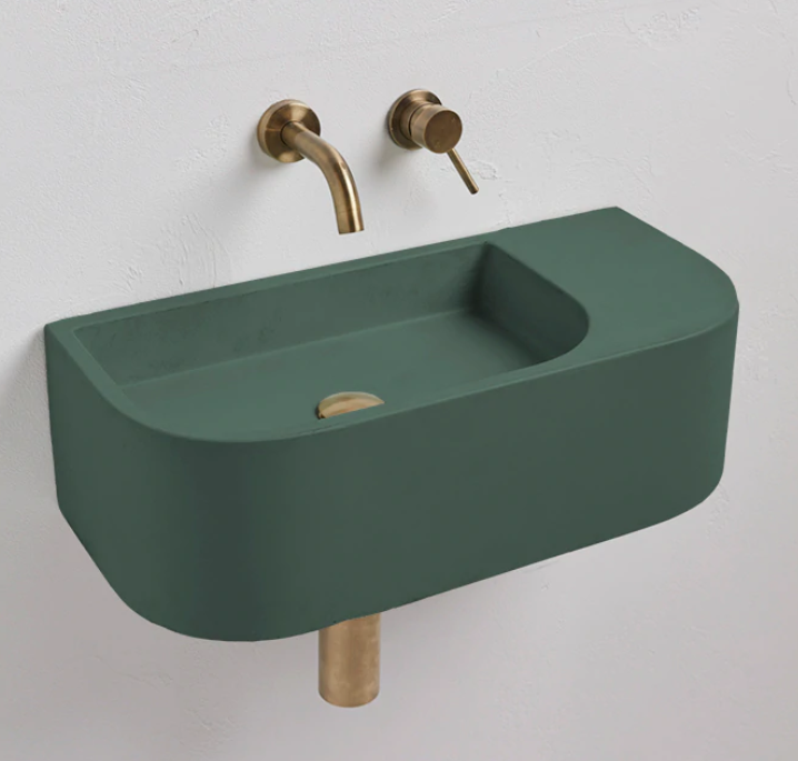 Lake Green Curved Wall Hung Concrete Basin 650mm - Elegant Mito Design - SuperSaverAU - view 1