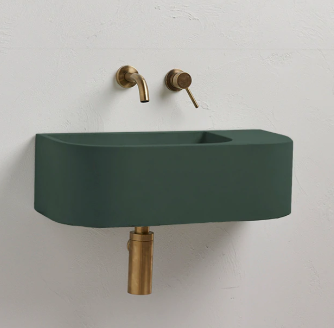 Lake Green Curved Wall Hung Concrete Basin 650mm - Elegant Mito Design - SuperSaverAU - view 2
