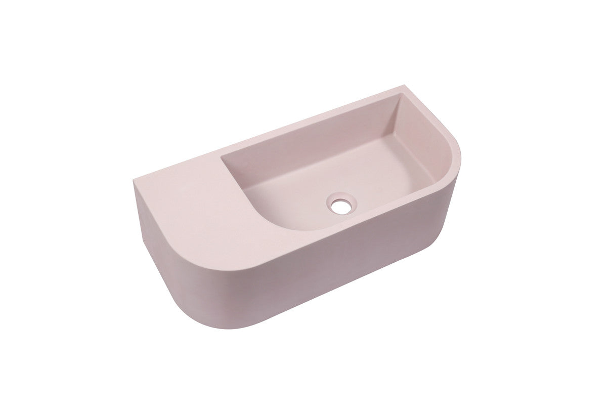 Pink Curved Wall Hung Concrete Basin 650mm - Stylish Mito Design - SuperSaverAU - view 1