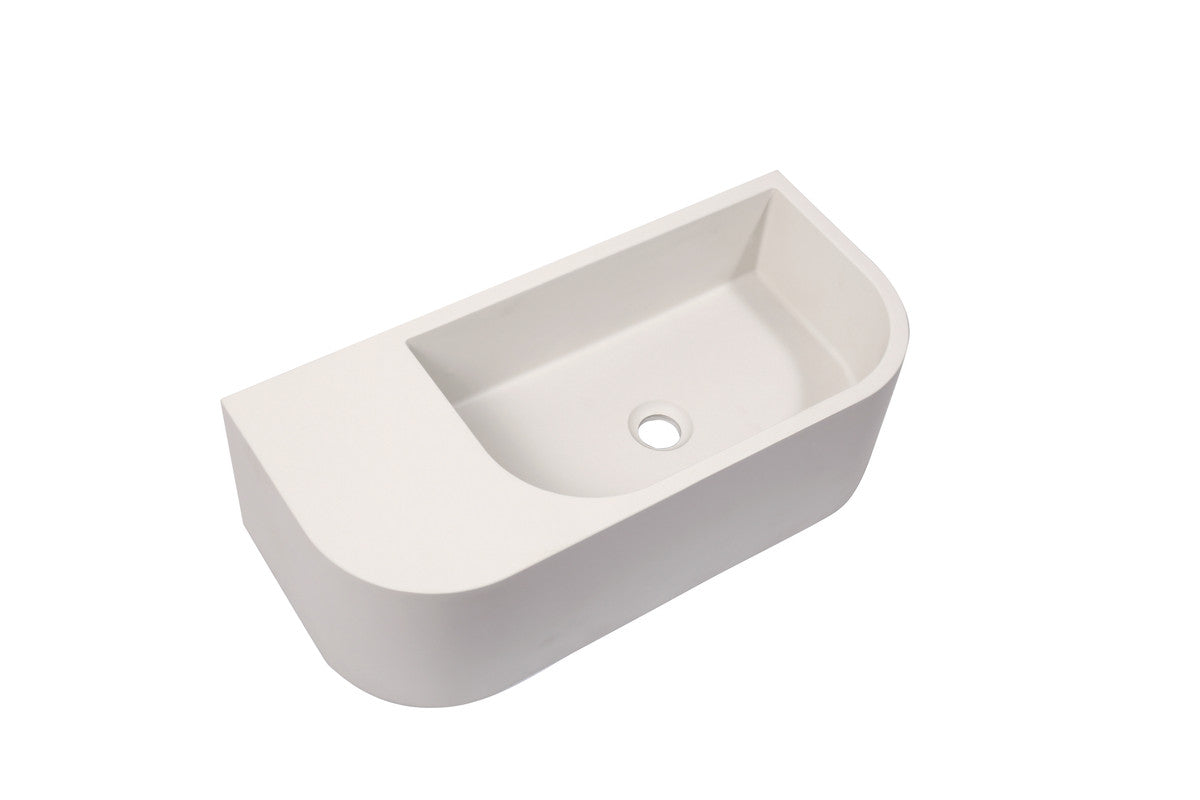 Mito Concrete Basin Wall Hung Matte White 650mm - SuperSaverAU - view 1