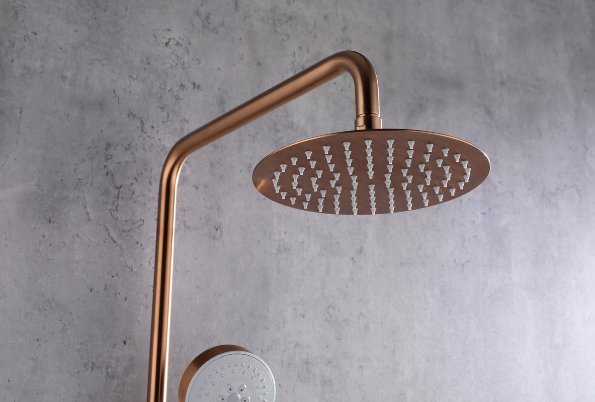 Brushed Rose Gold Copper Shower Set 200mm Stainless Steel with Diverter - SuperSaverAU - view 2