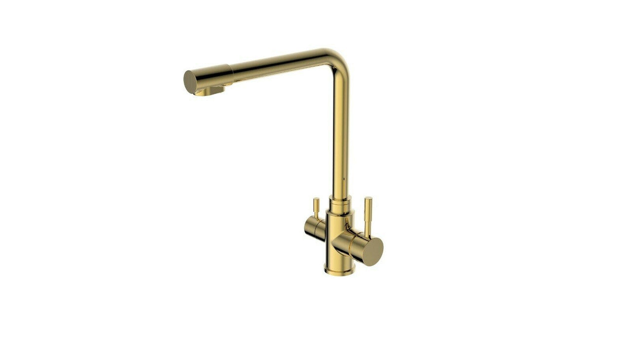 Brushed Brass Gold 3 Way Filter Water Kitchen Mixer Tap - Stainless Steel 304, 7 Year Warranty - SuperSaverAU - view 1