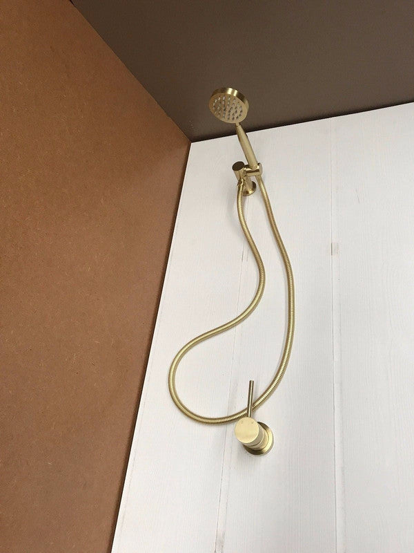 Brass Gold Hand Held Shower Head Set with Hose, Adjustable Holder, Wall Mixer - SuperSaverAU - view 1