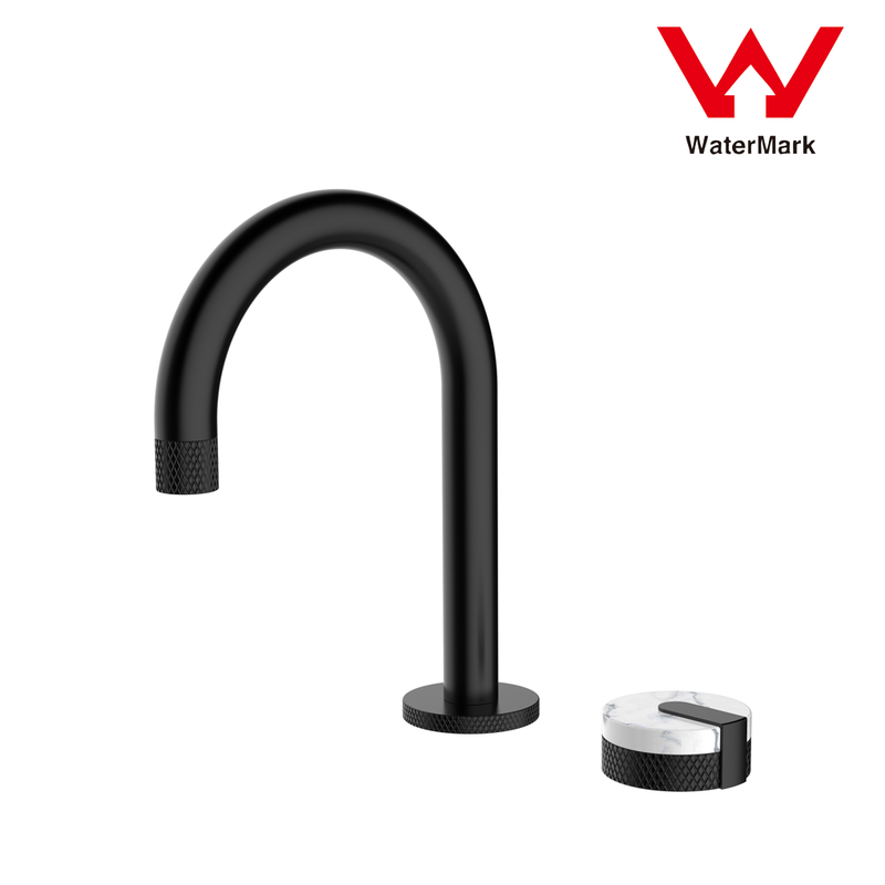 V549 Marble 200mm Matte Black Wall Taps 1/4 Turn with Ceramic Cartridge - SuperSaverAU - view 3