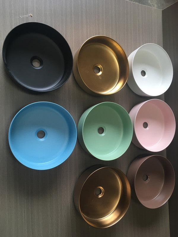 Matte Pink Round Porcelain Sink - 360 mm Counter Basin - SuperSaverAU - view 4