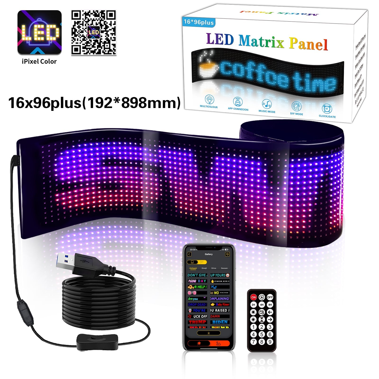 Programmable LED Matrix Panel Flexible Screen IP65 with APP Control 192*898mm - SuperSaverAU - view 9