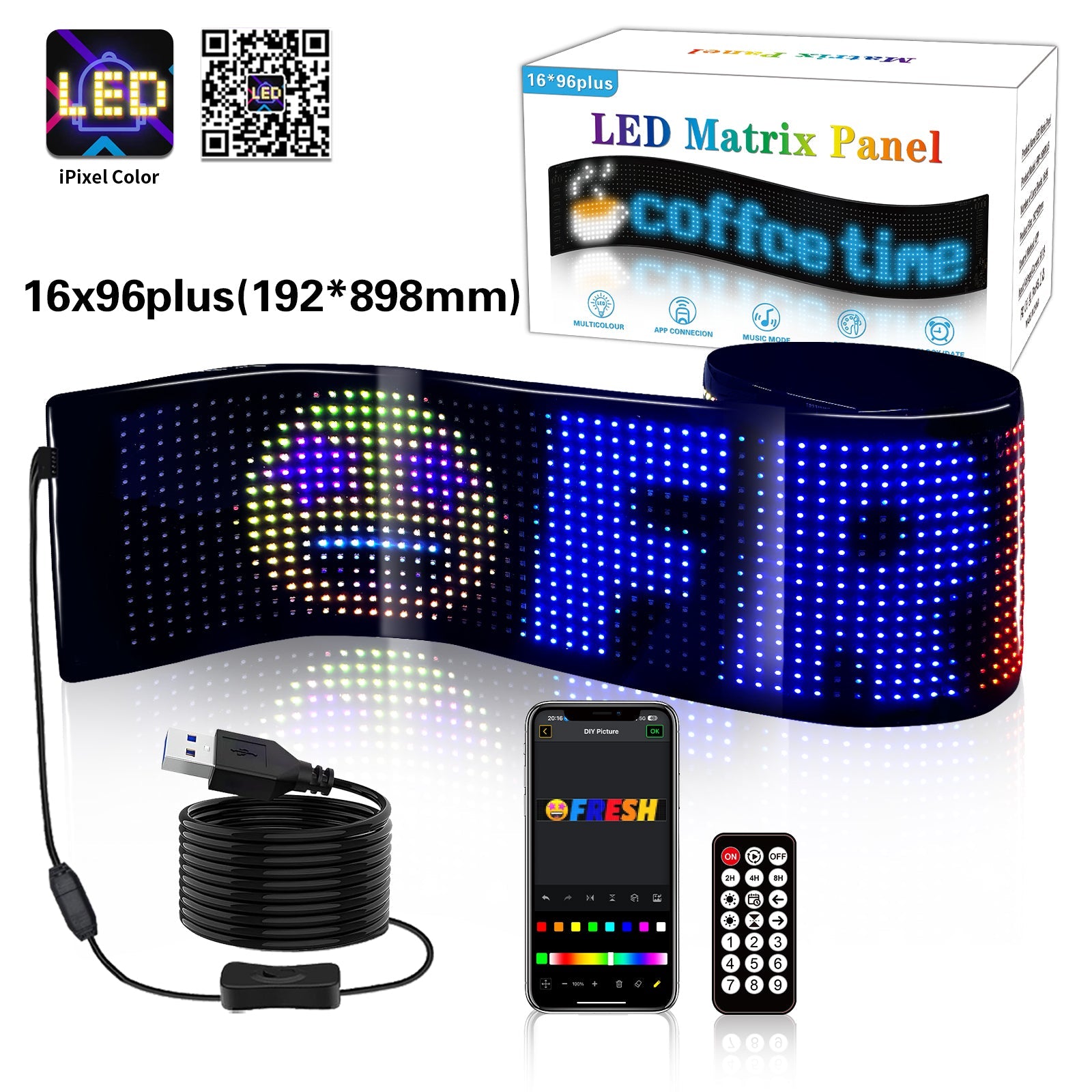 Programmable LED Matrix Panel Flexible Screen IP65 with APP Control 192*898mm - SuperSaverAU - view 10