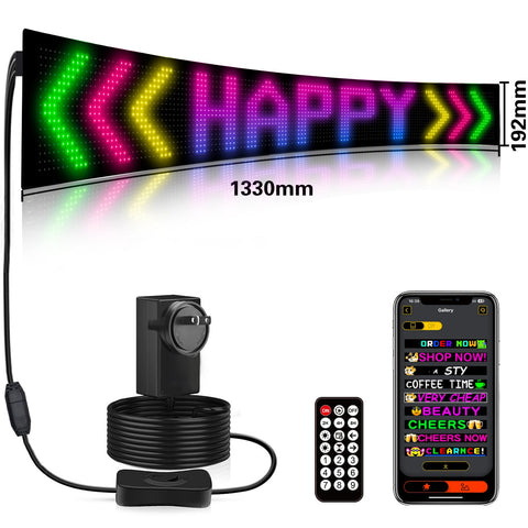 Programmable LED Matrix Panel Flexible Screen IP65 with APP Control 192*1330mm - SuperSaverAU - view 1