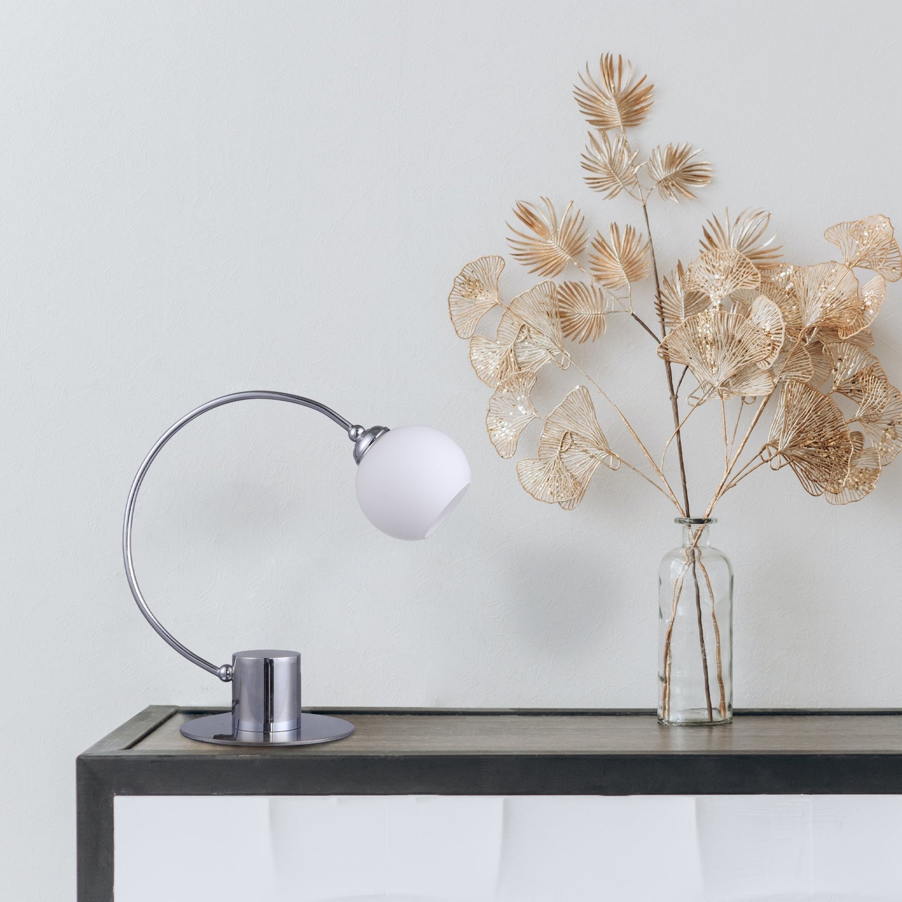 Lexi Lighting Penelope Touch Table Lamp with Glass Shade - Chrome