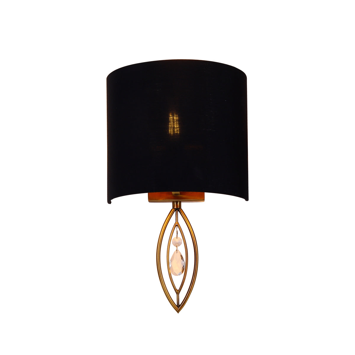 Lexi Lighting Greta Wall Light with Fabric Linen Shade - Black & Brass